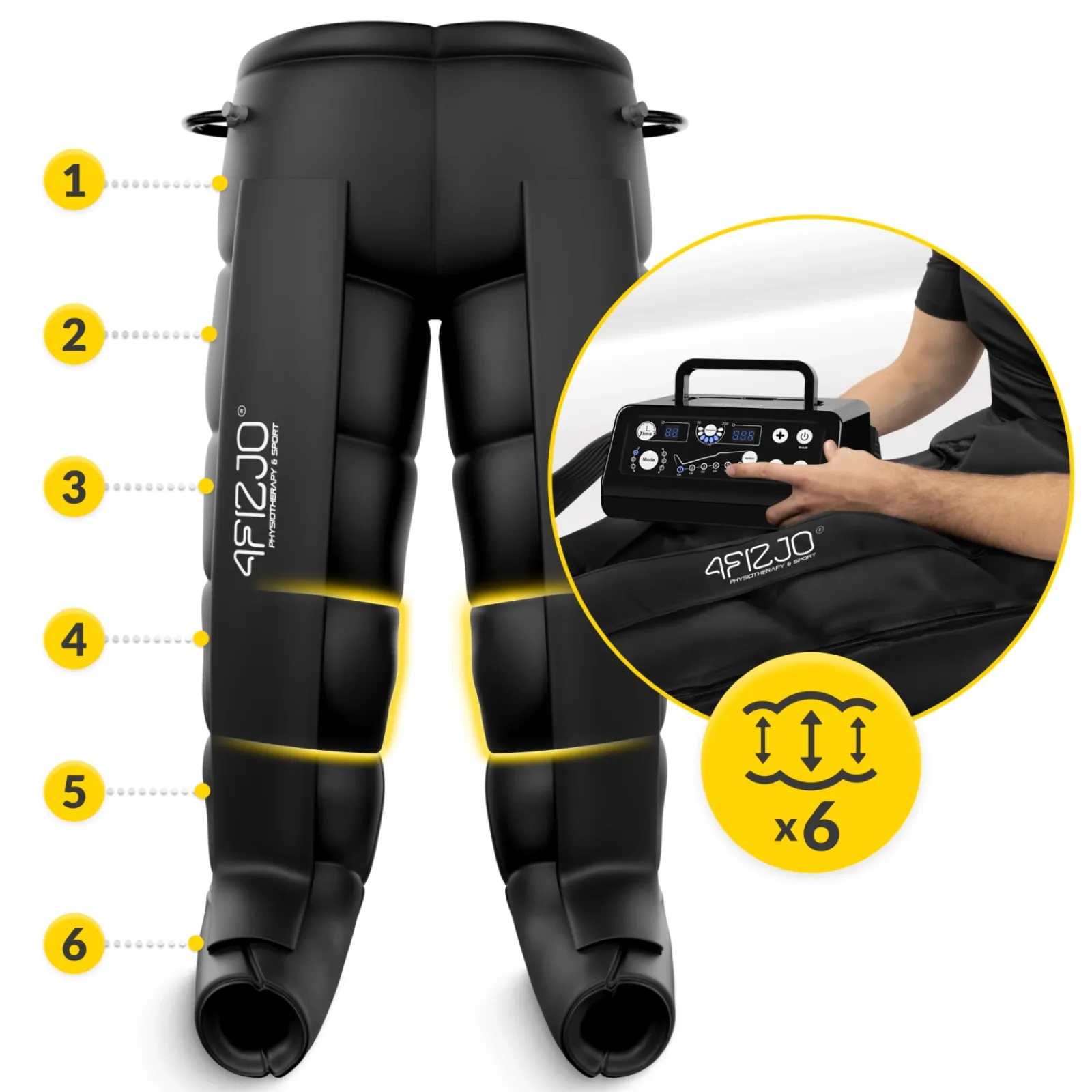 4FIZJO Aparat do drenażu limfatycznego Air Compression Therapy System MED C6 rozm. uniwersalny