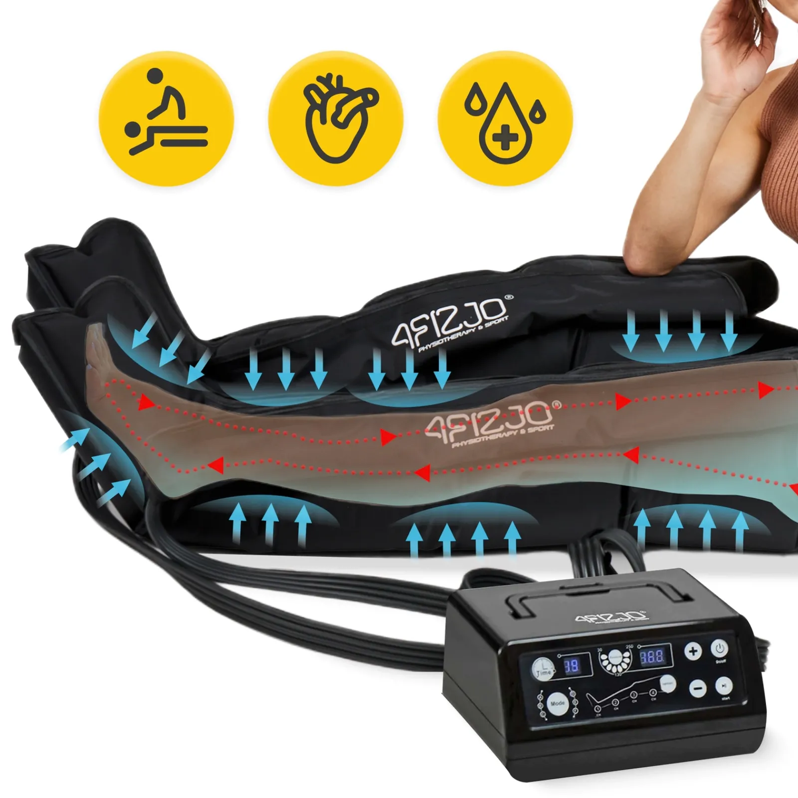 4FIZJO Aparat do drenażu limfatycznego Air Compression Therapy System MED C4 rozm. S/M New