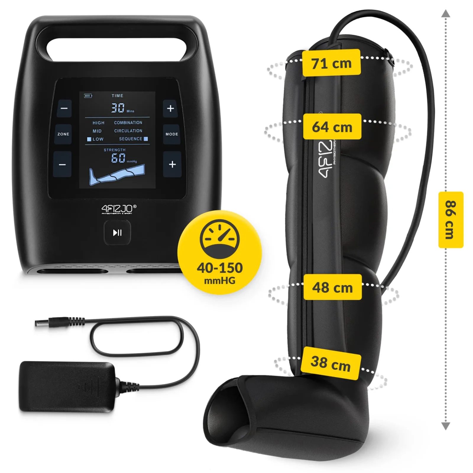 4FIZJO Aparat do drenażu limfatycznego Air Compression Therapy System ACTIVE C4 rozm. uniwersalny Clearance