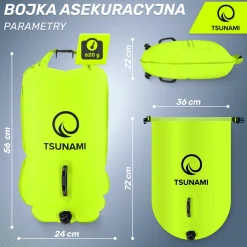 4FIZJO Bojka asekuracyjna do pływania z suchą kieszenią 2w1 TSUNAMI żółta Hot