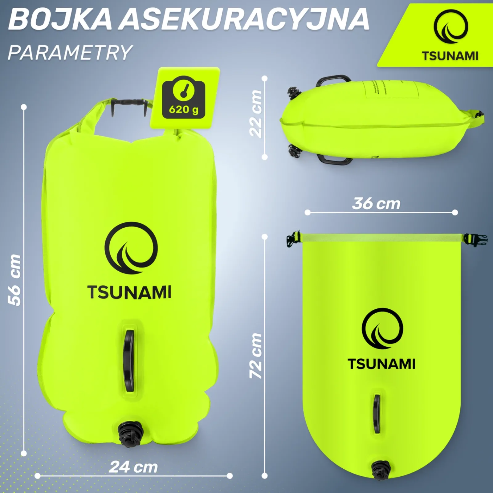 4FIZJO Bojka asekuracyjna do pływania z suchą kieszenią 2w1 TSUNAMI żółta Hot