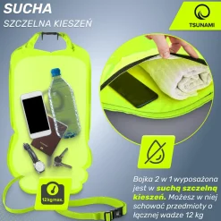 4FIZJO Bojka asekuracyjna do pływania z suchą kieszenią 2w1 TSUNAMI żółta Hot