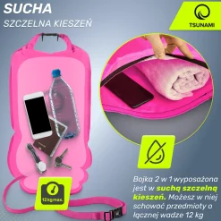 4FIZJO Bojka asekuracyjna do pływania z suchą kieszenią 2w1 TSUNAMI różowa New