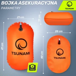 4FIZJO Bojka asekuracyjna do pływania dmuchana TSUNAMI pomarańczowa Discount