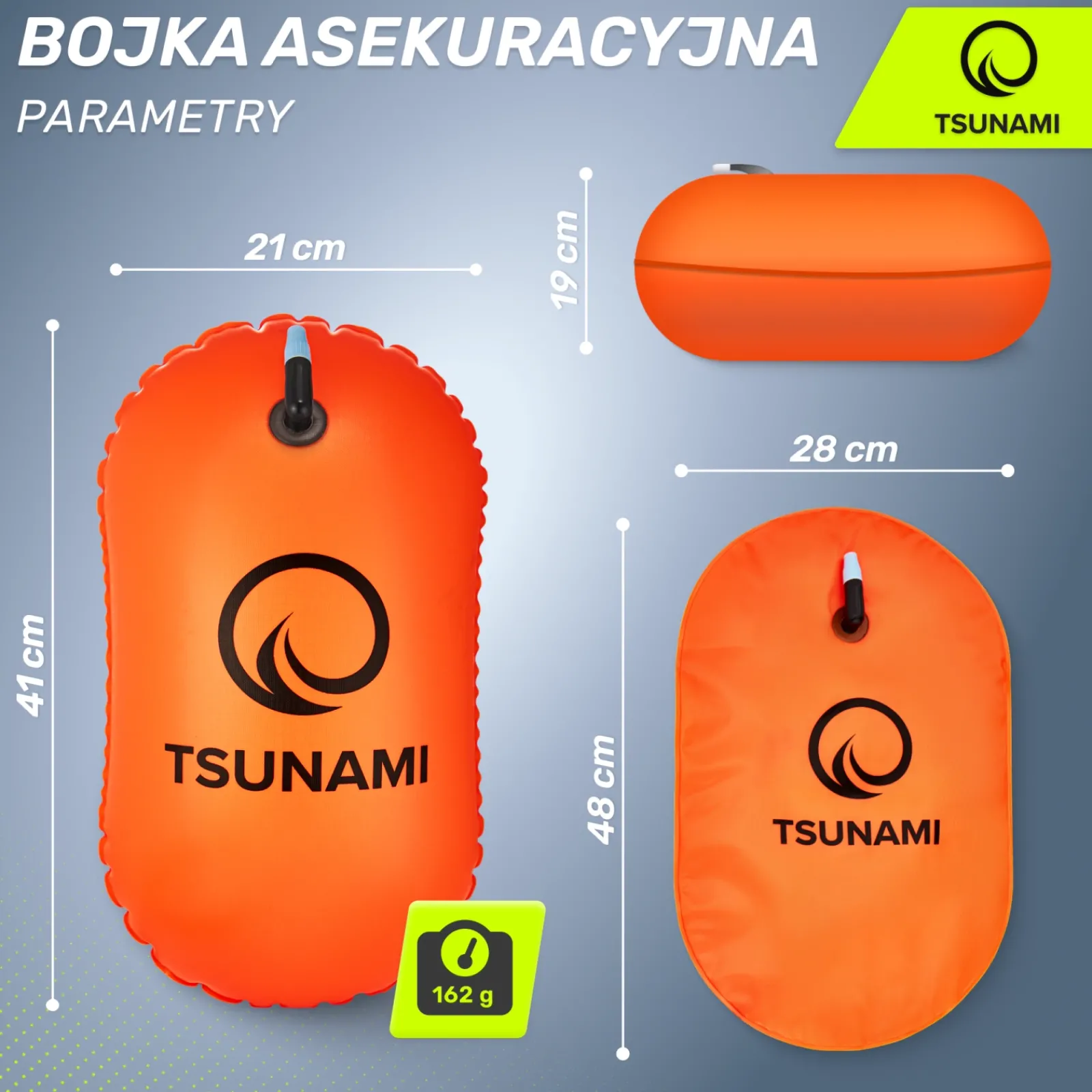 4FIZJO Bojka asekuracyjna do pływania dmuchana TSUNAMI pomarańczowa Discount