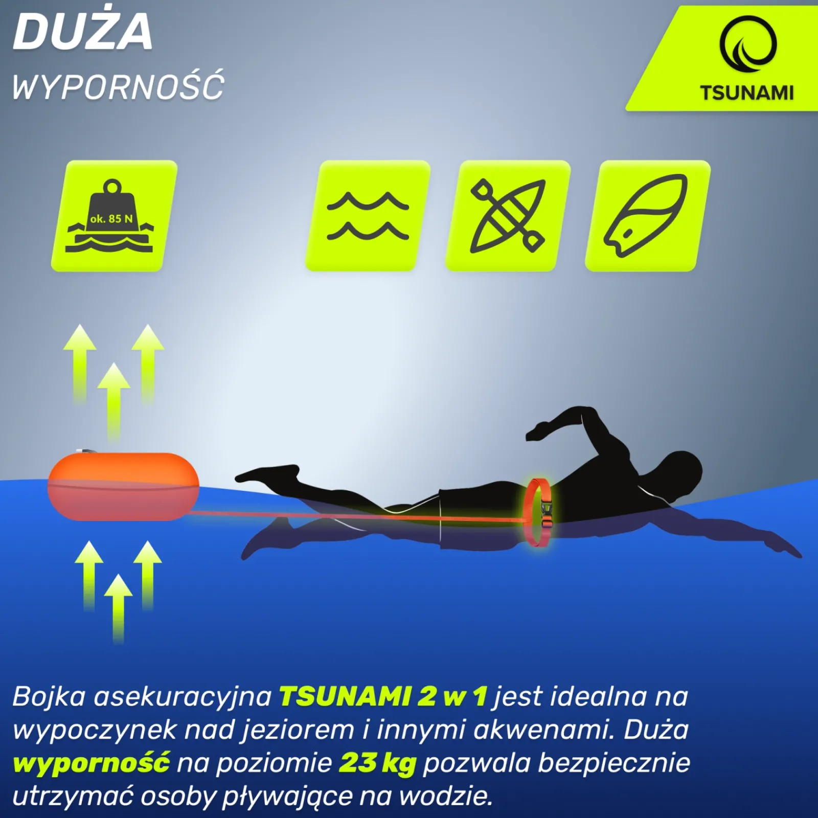 4FIZJO Bojka asekuracyjna do pływania dmuchana TSUNAMI pomarańczowa Discount
