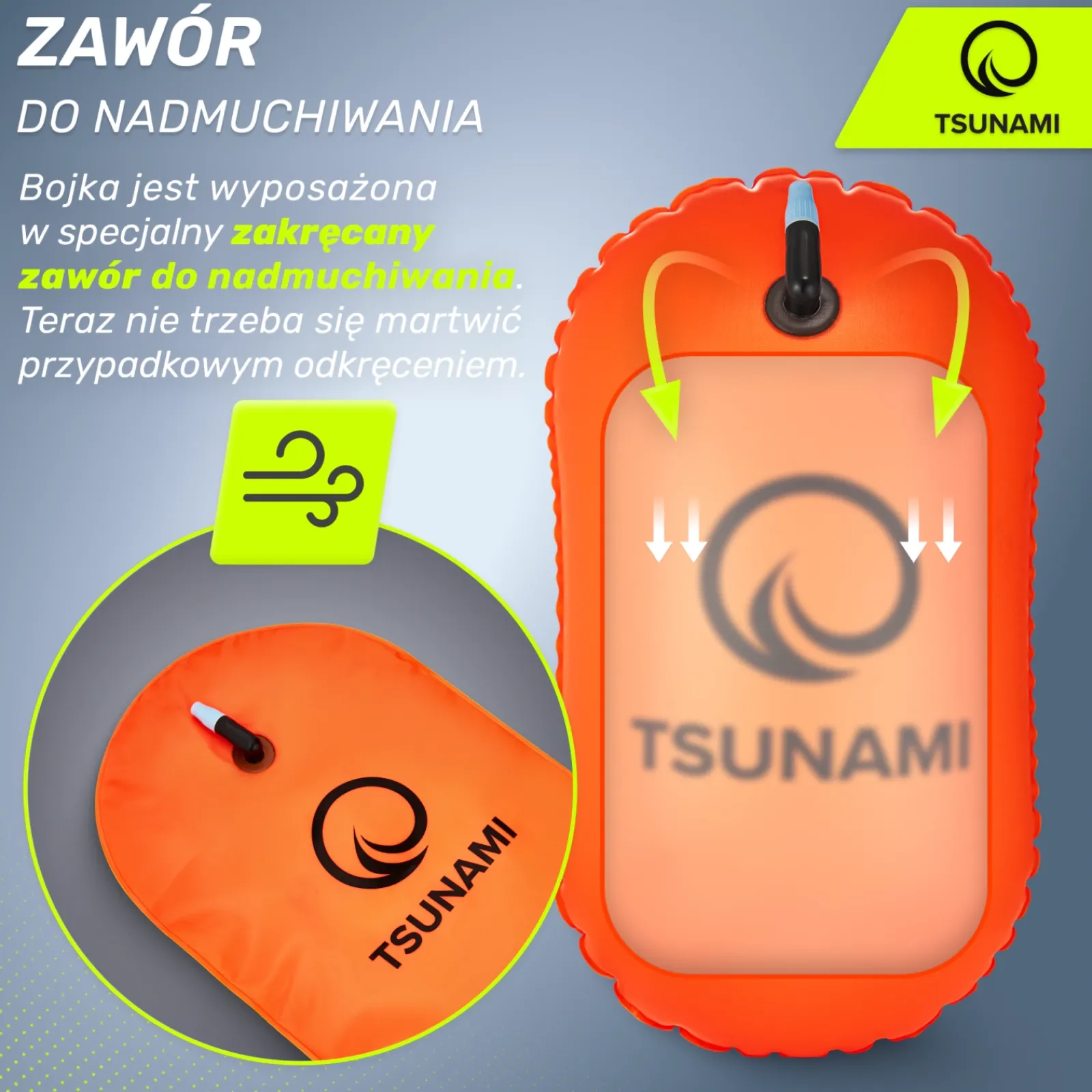4FIZJO Bojka asekuracyjna do pływania dmuchana TSUNAMI pomarańczowa Discount