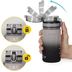 4FIZJO Butelka motywacyjna na wodę 0,5 L szara Czarny / Szary Outlet