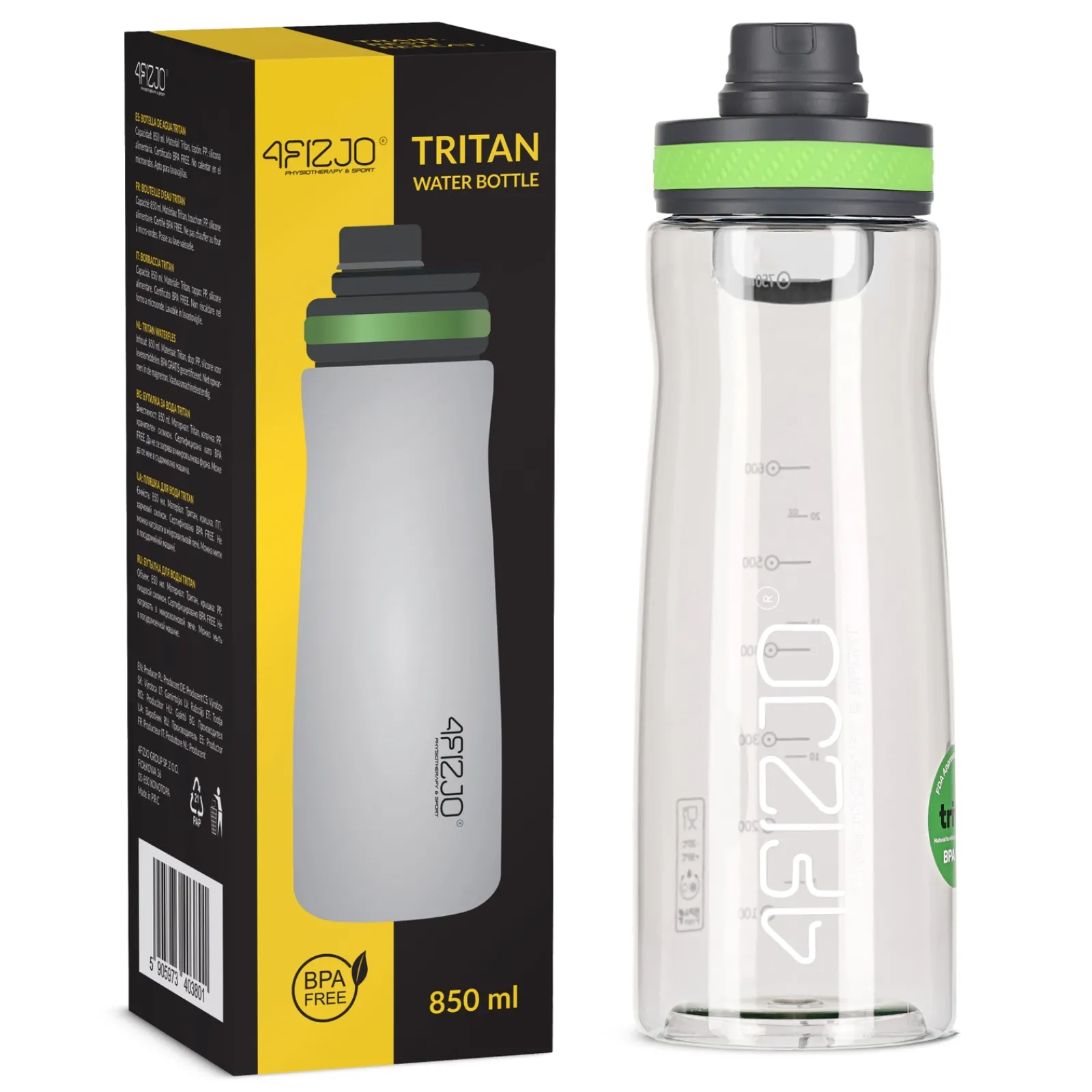 4FIZJO Butelka sportowa na wodę 850 ml zielona Outlet