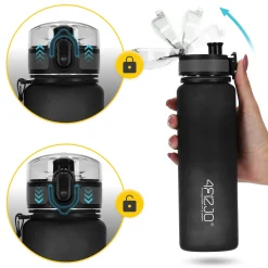 4FIZJO Butelka sportowa na wodę 650 ml czarna