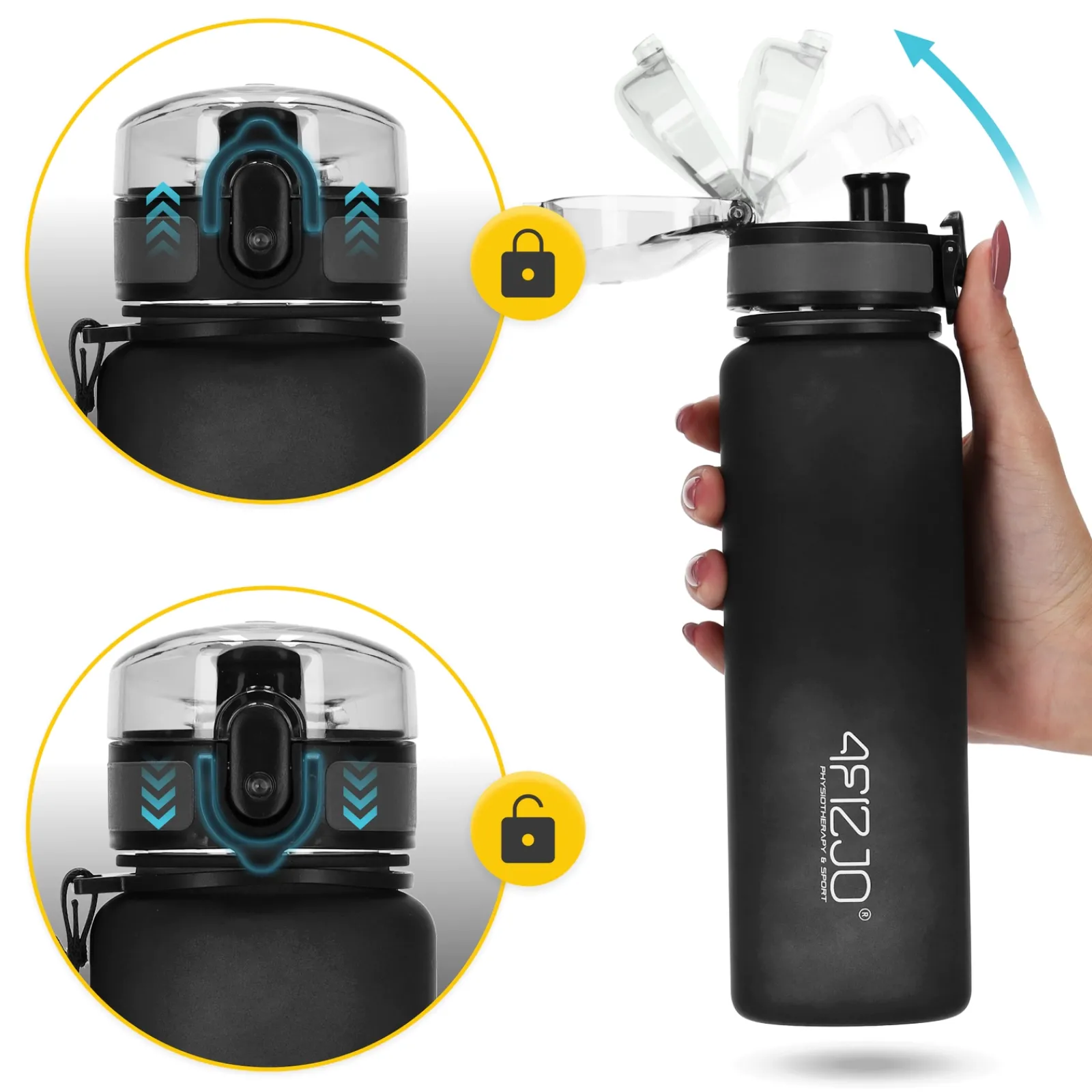 4FIZJO Butelka sportowa na wodę 650 ml czarna