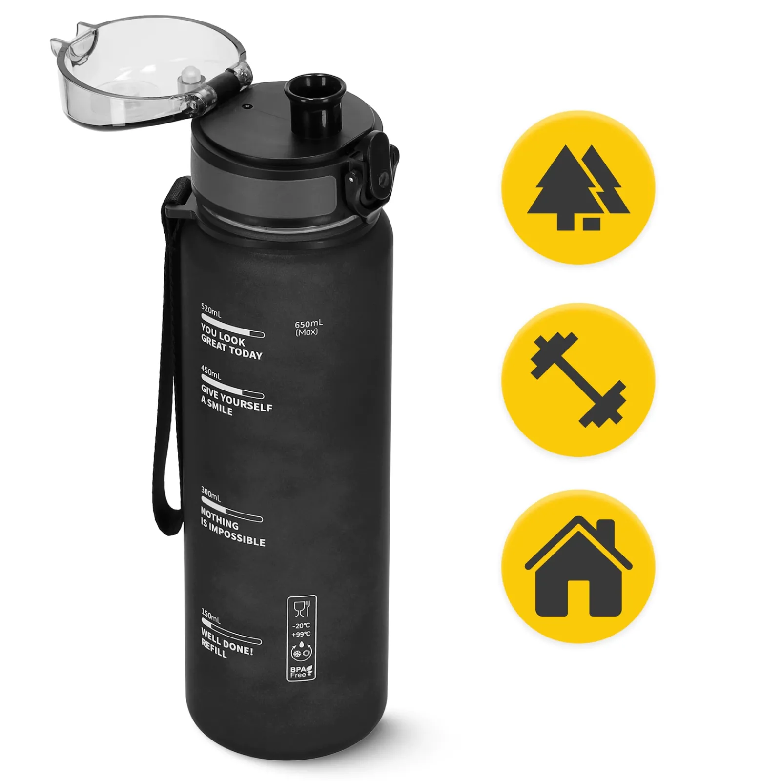 4FIZJO Butelka sportowa na wodę 650 ml czarna