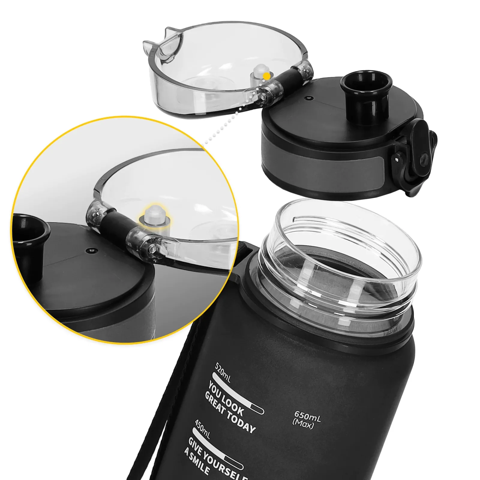 4FIZJO Butelka sportowa na wodę 650 ml czarna