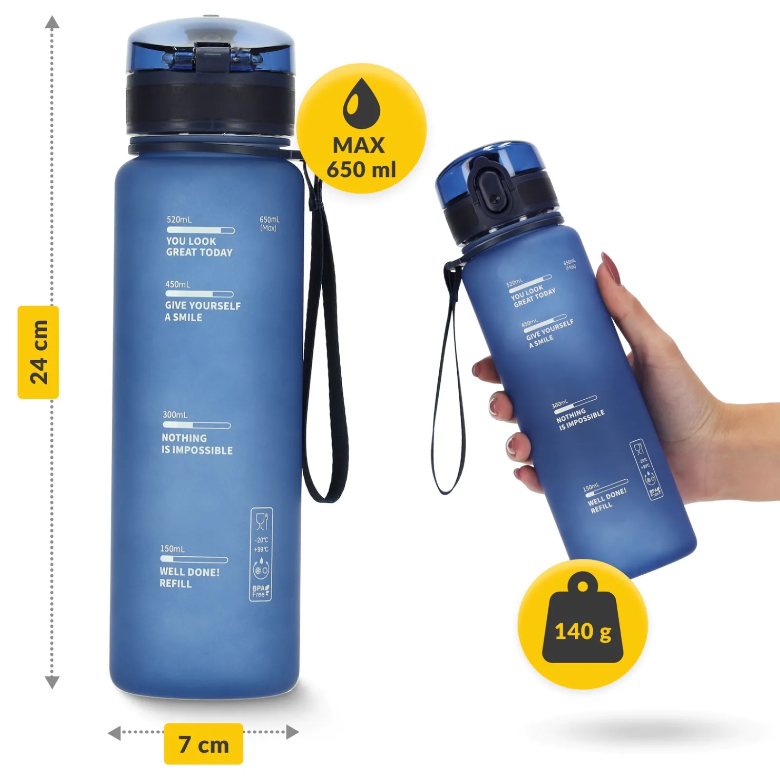 4FIZJO Butelka sportowa na wodę 650 ml niebieska Hot