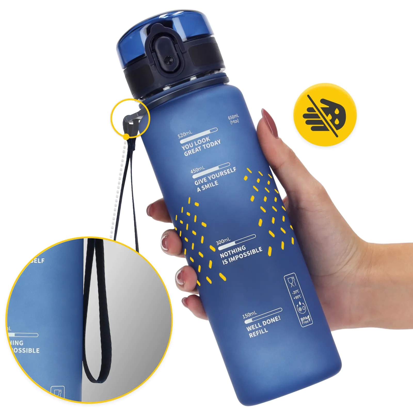 4FIZJO Butelka sportowa na wodę 650 ml niebieska Hot