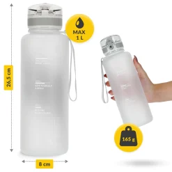 4FIZJO Butelka sportowa na wodę 1L szara Hot