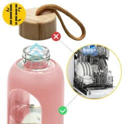 4FIZJO Butelka szklana na wodę 1 L różowa Clearance