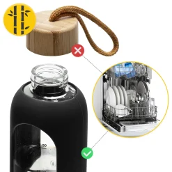4FIZJO Butelka szklana na wodę 750 ml czarna New