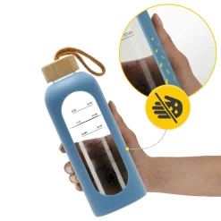 4FIZJO Butelka szklana na wodę 750 ml niebieska