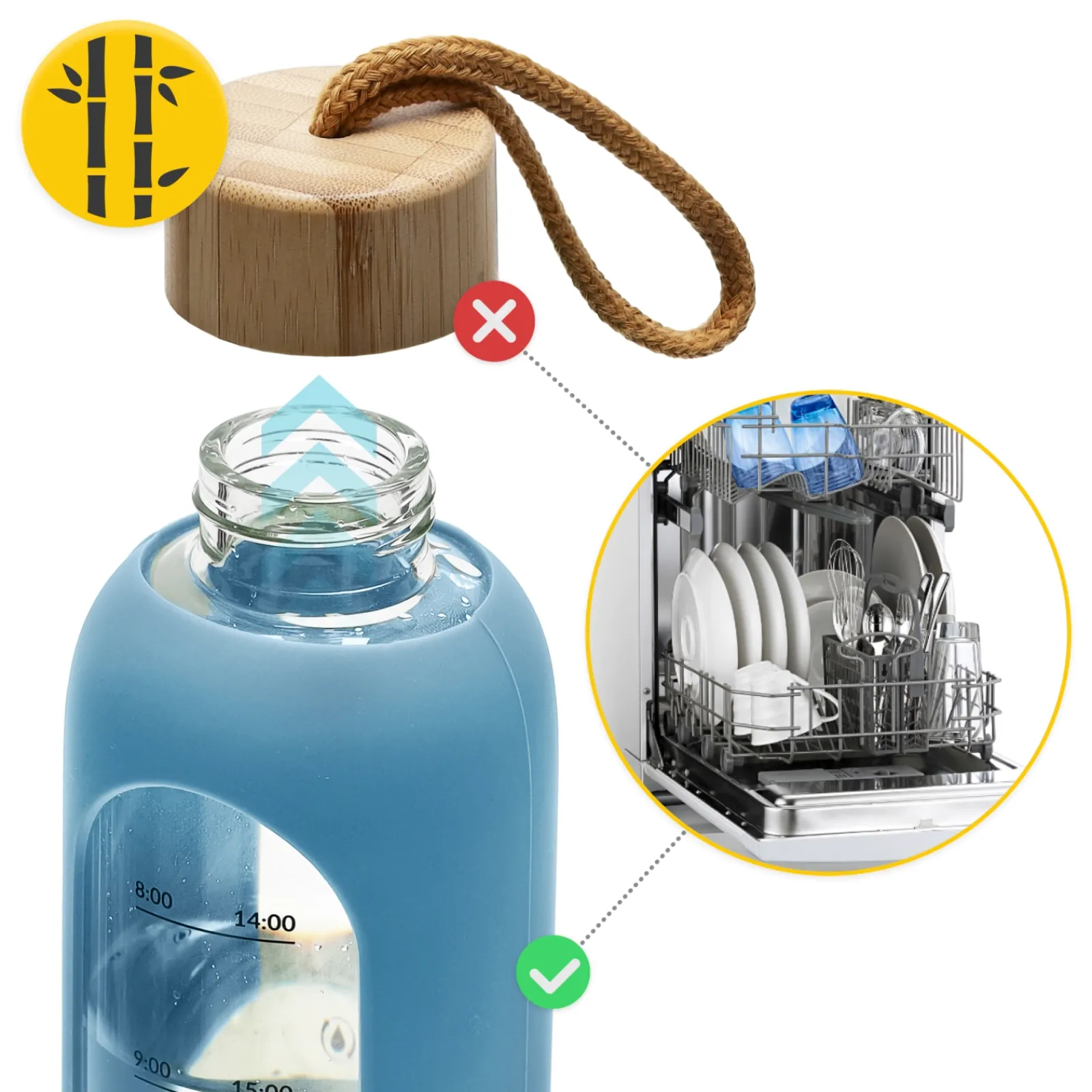 4FIZJO Butelka szklana na wodę 750 ml niebieska