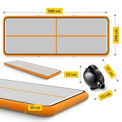 4FIZJO Ścieżka akrobatyczna AIR MAT 5 x 2 x 0,2 m z pompką Hot