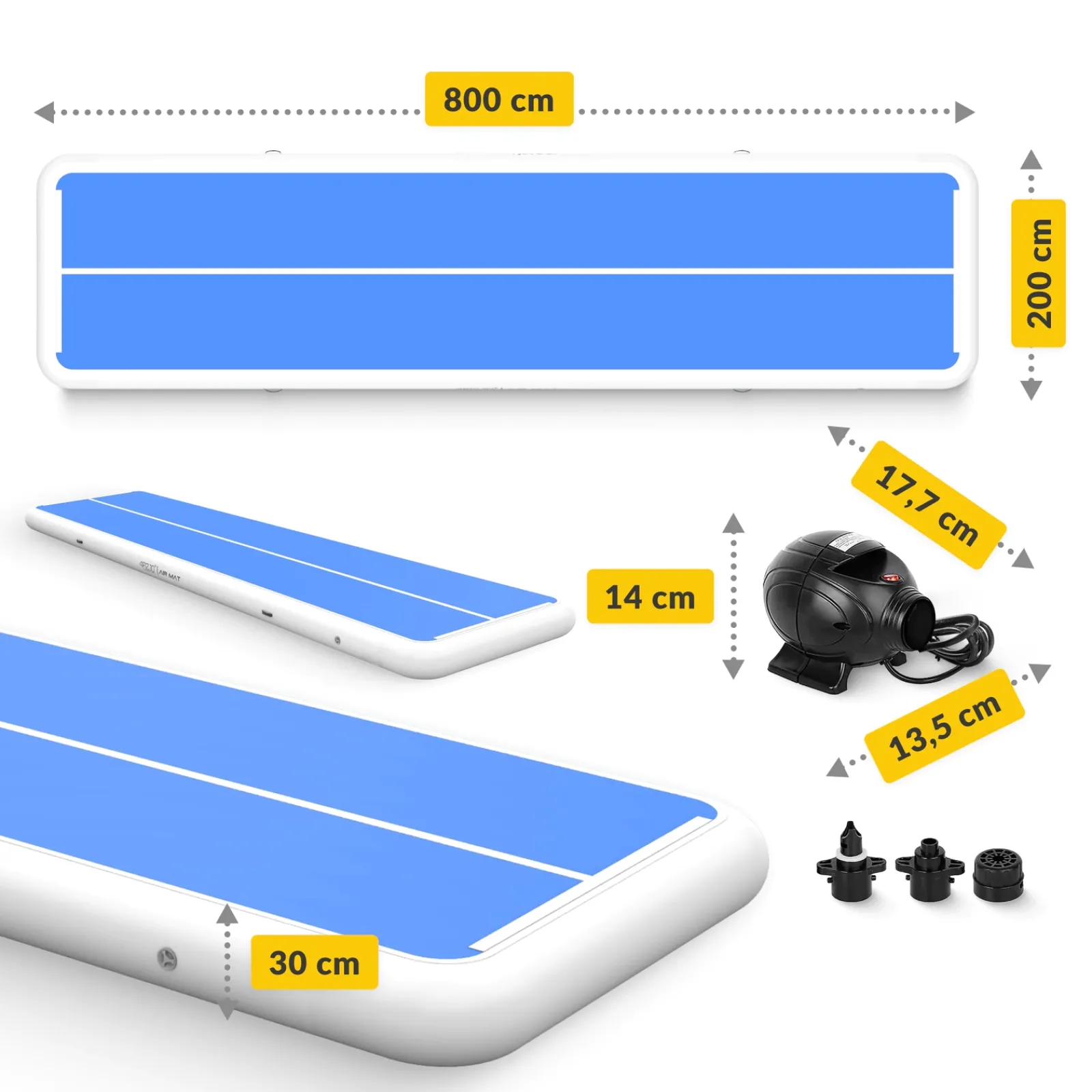 4FIZJO Ścieżka akrobatyczna AIR MAT PRO 8 x 2 x 0,3 m z pompką Discount