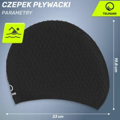 4FIZJO Czepek na basen damski TSUNAMI TEXTURE czarny Clearance