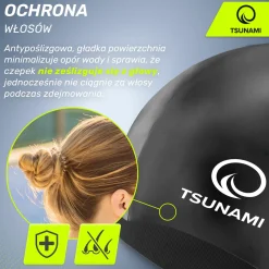 4FIZJO Czepek na basen dla dzieci TSUNAMI czarny
