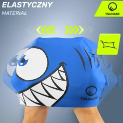 4FIZJO Czepek na basen dla dzieci TSUNAMI SHARK niebieski Hot