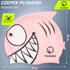 4FIZJO Czepek na basen dla dzieci TSUNAMI SHARK różowy Hot