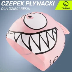 4FIZJO Czepek na basen dla dzieci TSUNAMI SHARK różowy Hot