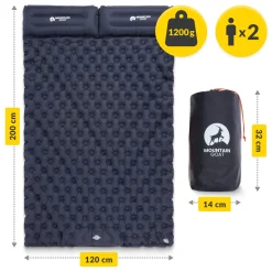 4FIZJO Dmuchany materac turystyczny dwuosobowy samopompujący Mountain Goat granatowy Discount