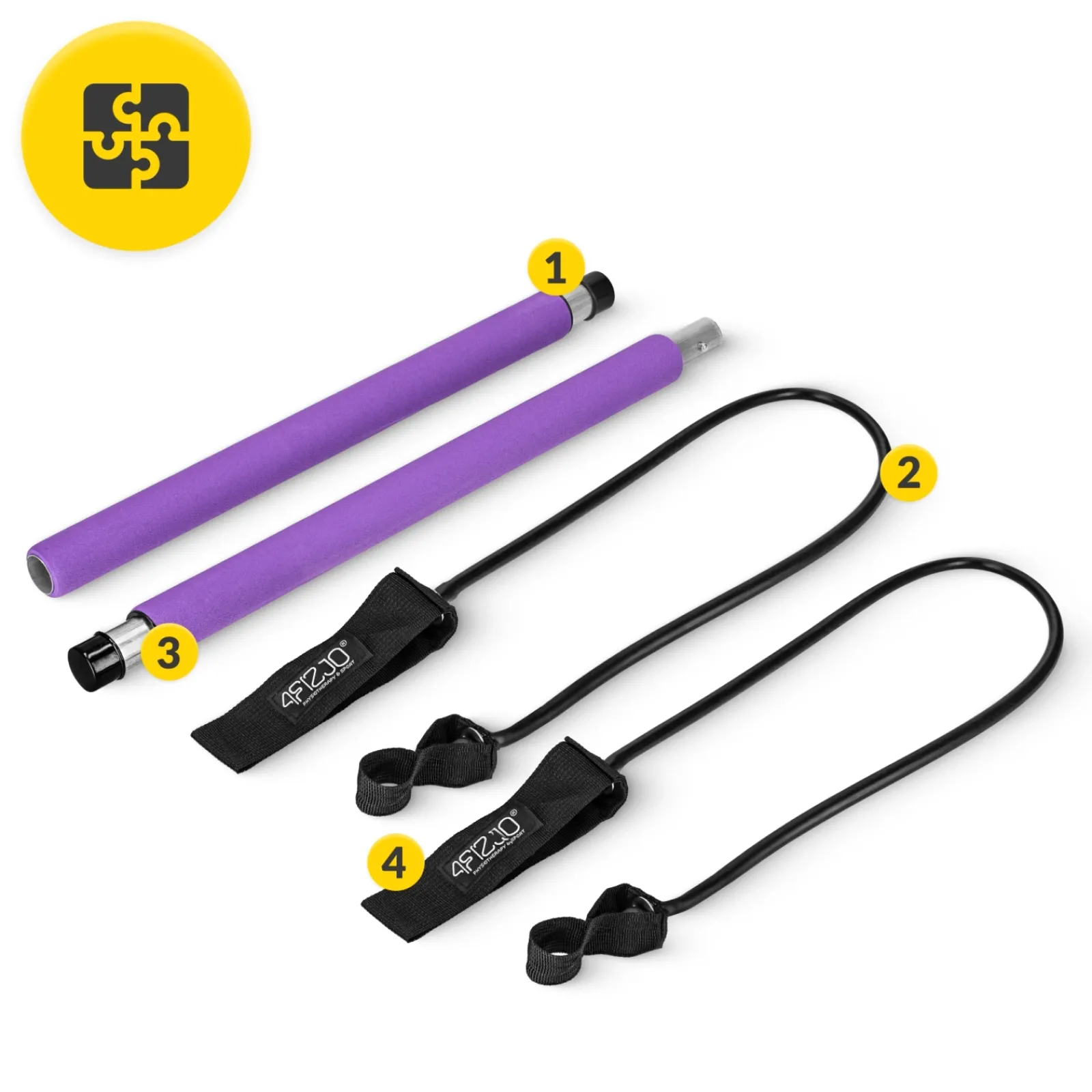 4FIZJO Drążek treningowy do pilatesu z ekspanderami fioletowy Sale