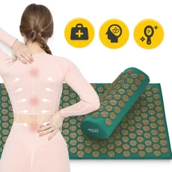 4FIZJO Duża mata do akupresury z poduszką klasyczna XL ciemnozielona Hot