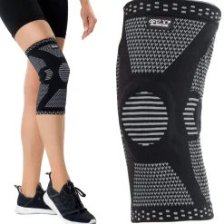 4FIZJO Elastyczna opaska na kolano ze stabilizacją rzepkii XL szara Czarny / Szary Hot