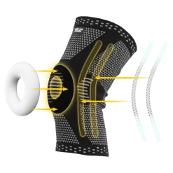 4FIZJO Elastyczna opaska na kolano ze stabilizacją rzepkii XL szara Czarny / Szary Hot