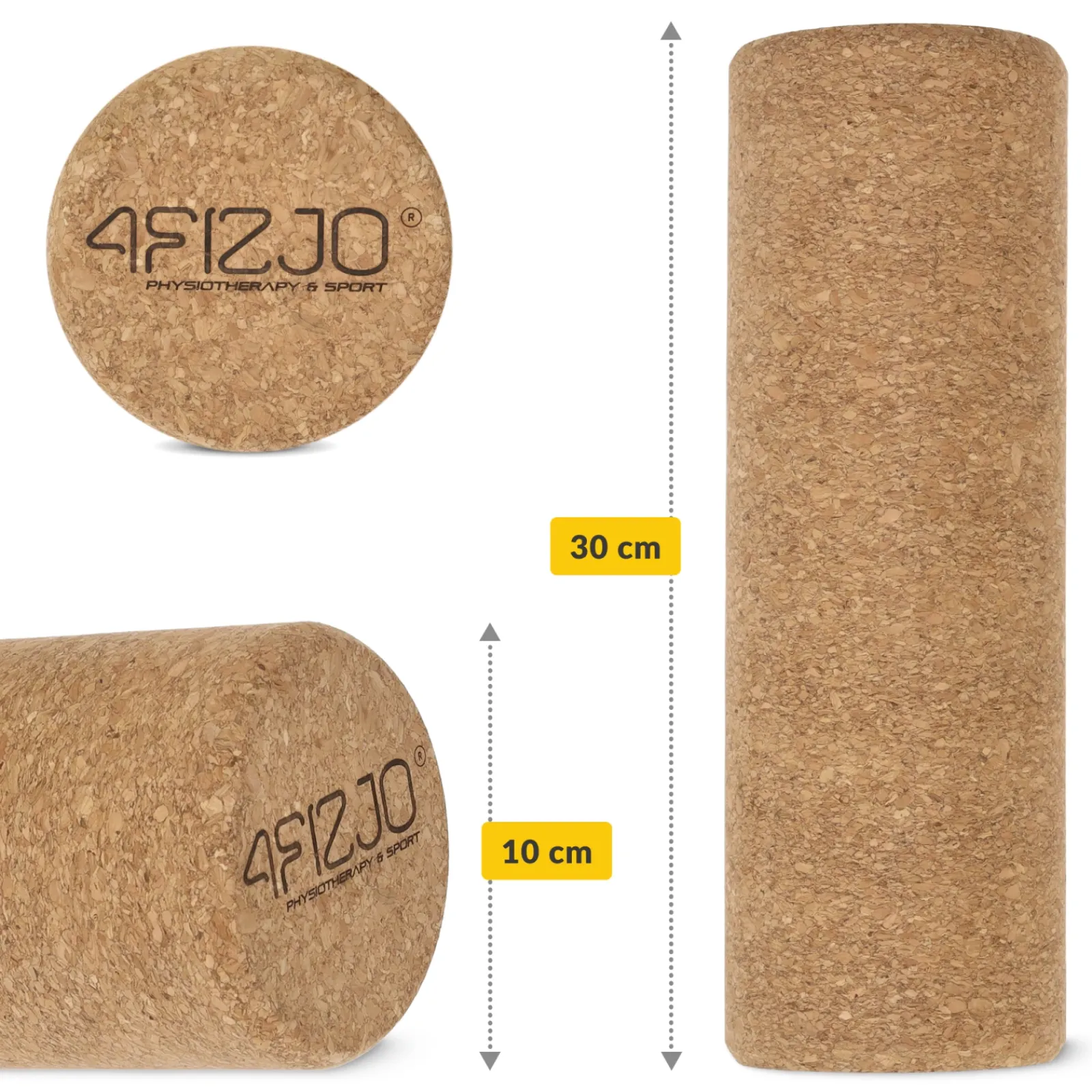 4FIZJO Gładki wałek do masażu korkowy 30 cm Sale