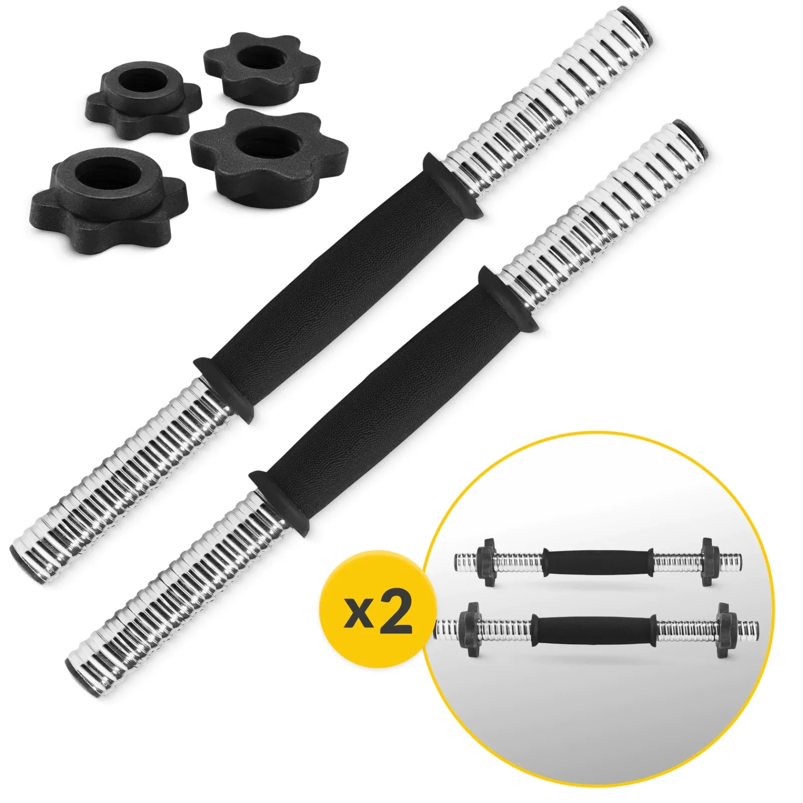 4FIZJO Gryf krótki do hantli z zaciskami 45 cm 2 szt.