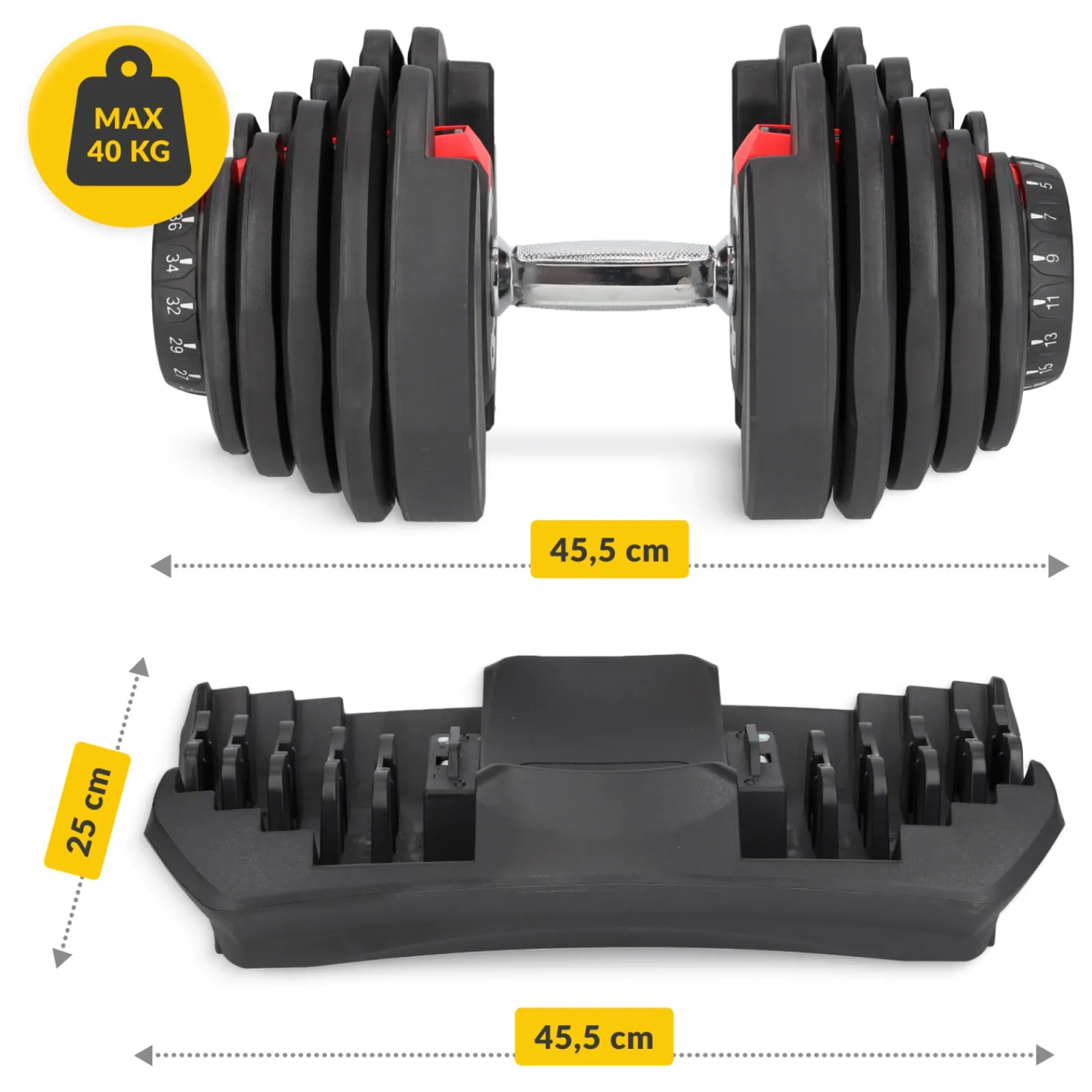 4FIZJO Hantel regulowany do ćwiczeń Premium 40 kg New