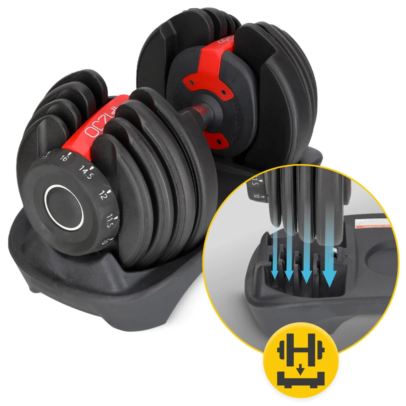 4FIZJO Hantel regulowany do ćwiczeń Premium 16 kg Hot
