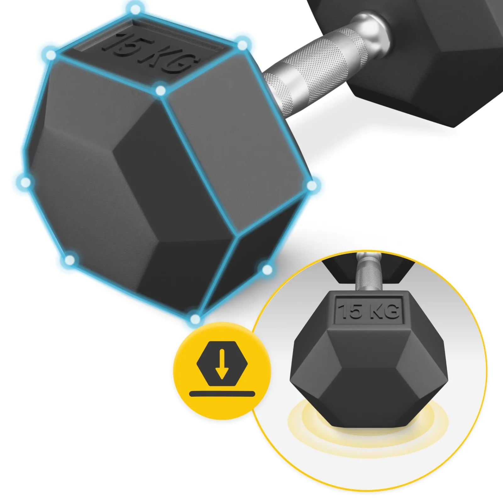 4FIZJO Hantel stalowy HEX 1 x 15 kg Outlet