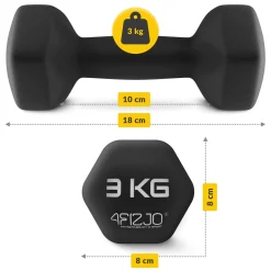 4FIZJO Hantelki żeliwne do ćwiczeń Classic 2 x 3 kg New