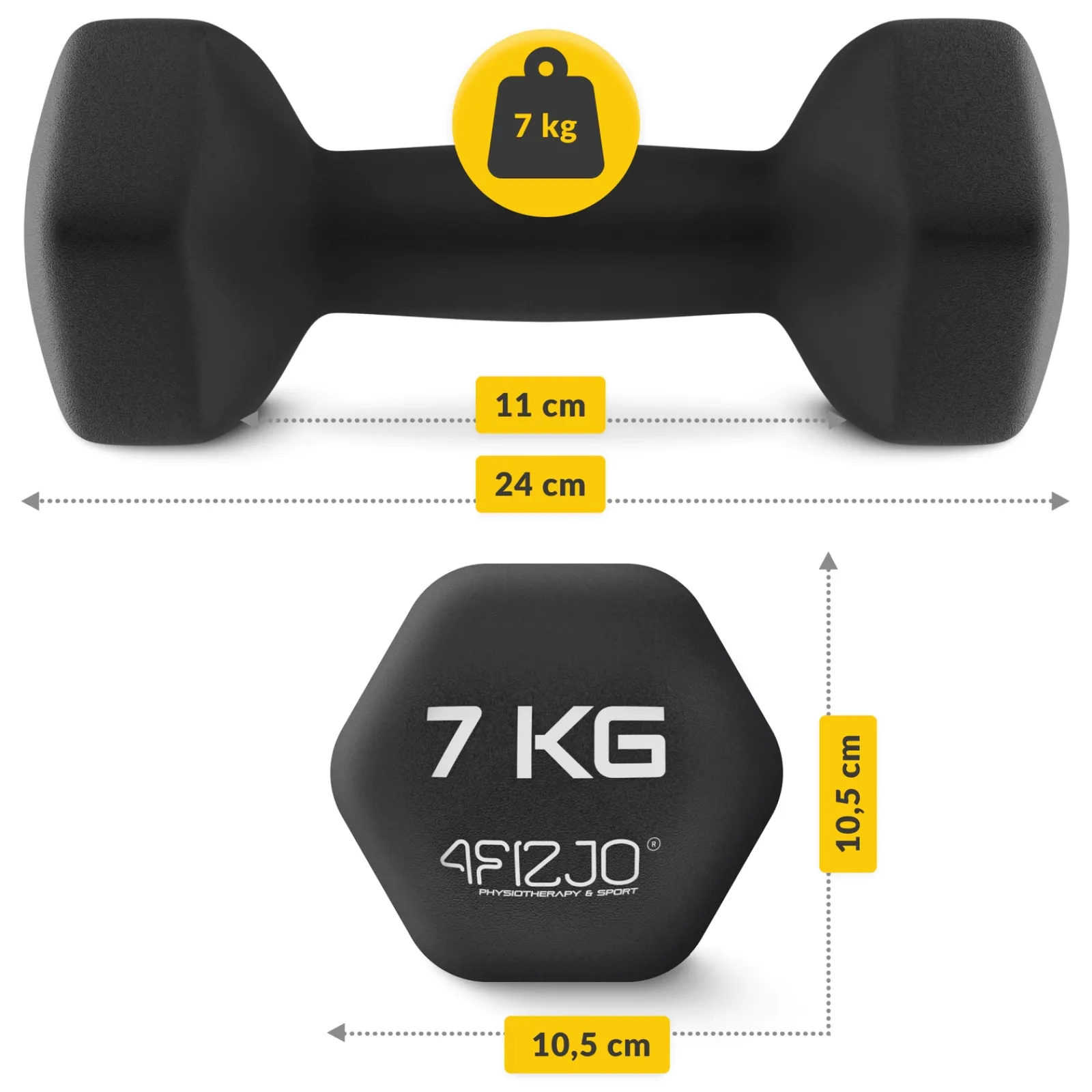 4FIZJO Hantelki żeliwne do ćwiczeń Classic 2 x 7 kg Outlet
