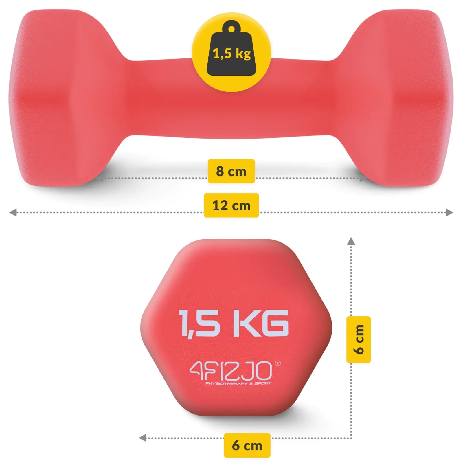 4FIZJO Hantelki żeliwne do ćwiczeń Classic 2 x 1,5 kg Hot