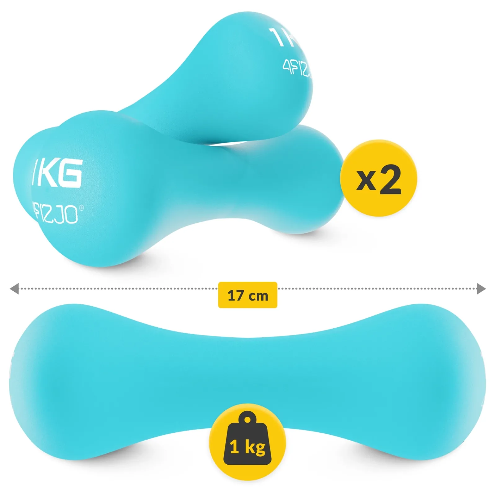 4FIZJO Hantelki żeliwne do ćwiczeń 8-shape 2 x 1 kg Clearance
