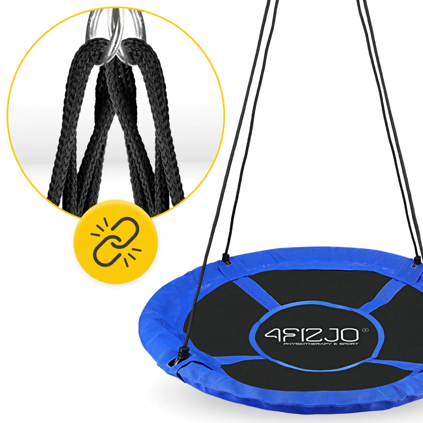 4FIZJO Huśtawka ogrodowa dla dzieci XL Bocianie Gniazdo 110 cm Czarny / Niebieski Discount