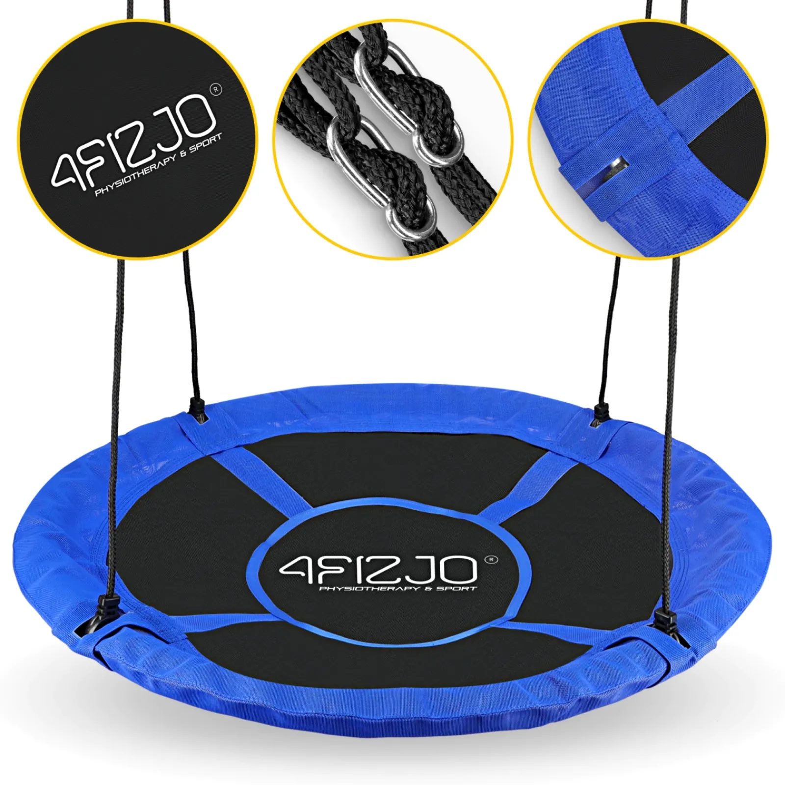 4FIZJO Huśtawka ogrodowa dla dzieci XL Bocianie Gniazdo 110 cm Czarny / Niebieski Discount