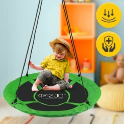 4FIZJO Huśtawka ogrodowa dla dzieci L Bocianie Gniazdo 100 cm Czarny / Zielony Sale