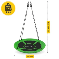 4FIZJO Huśtawka ogrodowa dla dzieci L Bocianie Gniazdo 100 cm Czarny / Zielony Sale