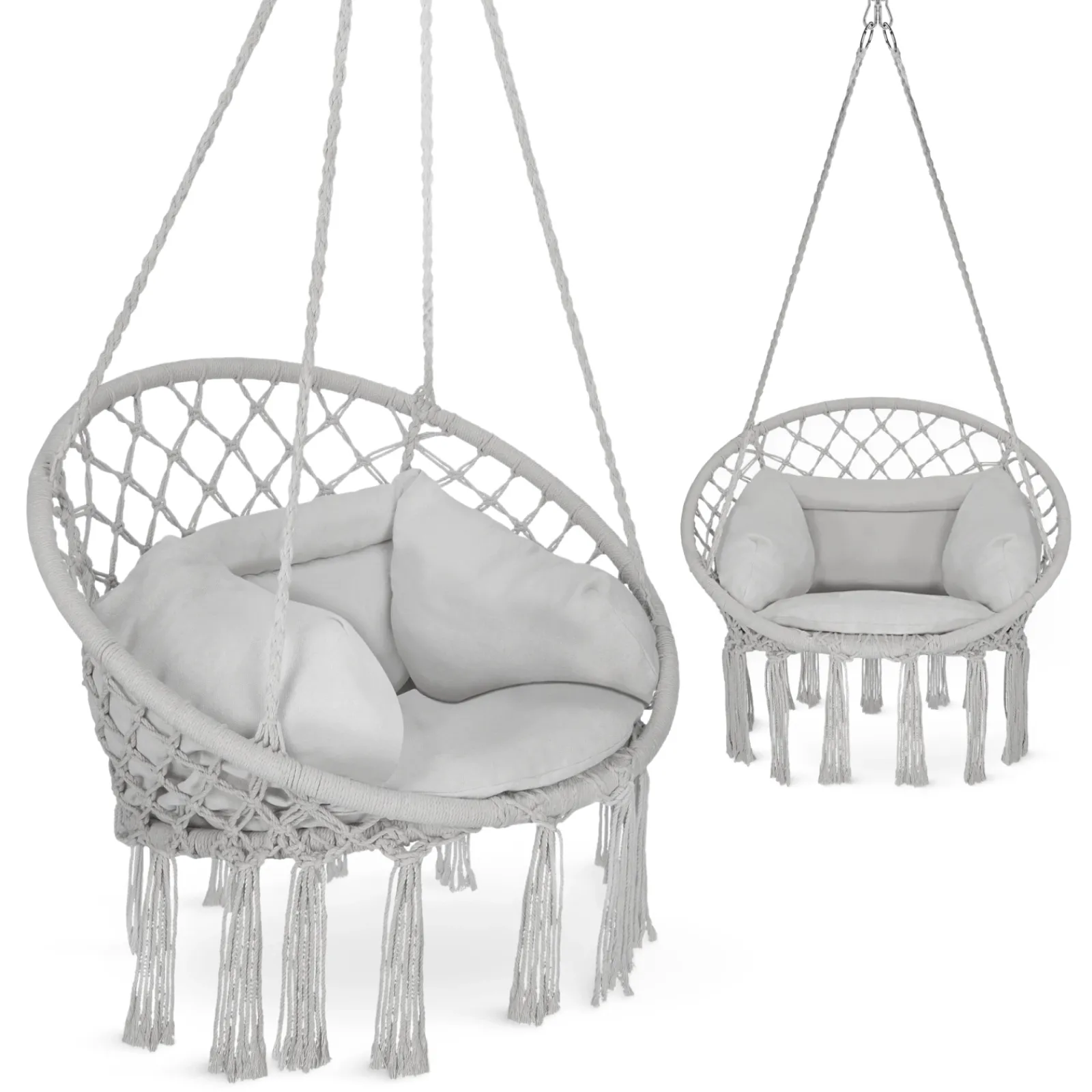 4FIZJO Huśtawka ogrodowa z poduszką BOHO szara Discount